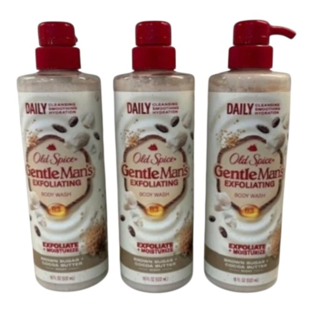 3 Old Spice GentleMan's Exfoliating Body Wash Brown Sugar & Cocoa 18 fl oz